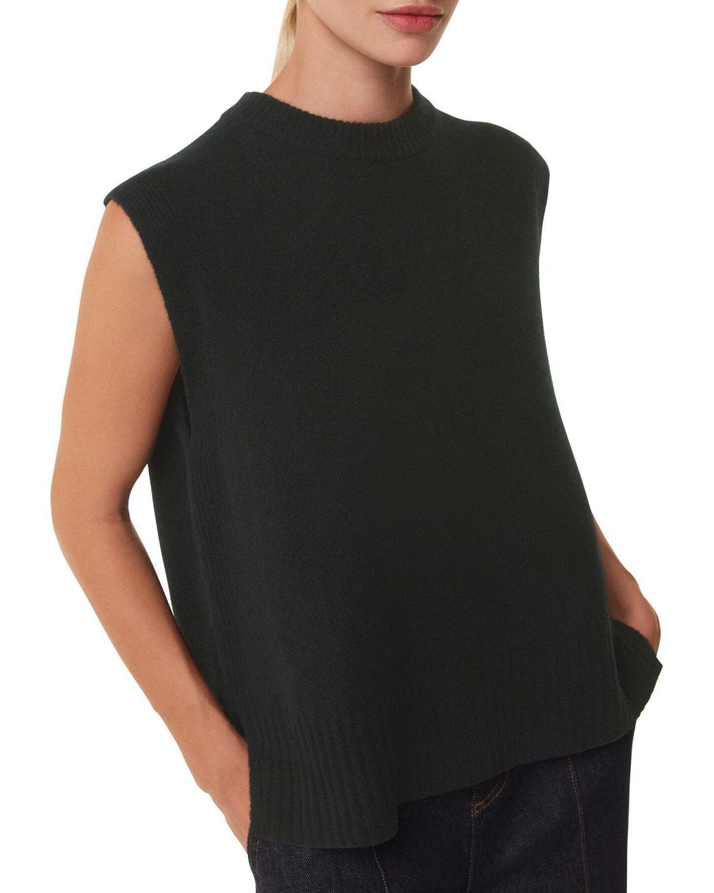 Whistles Black Women's Wool Sleeveless Tank