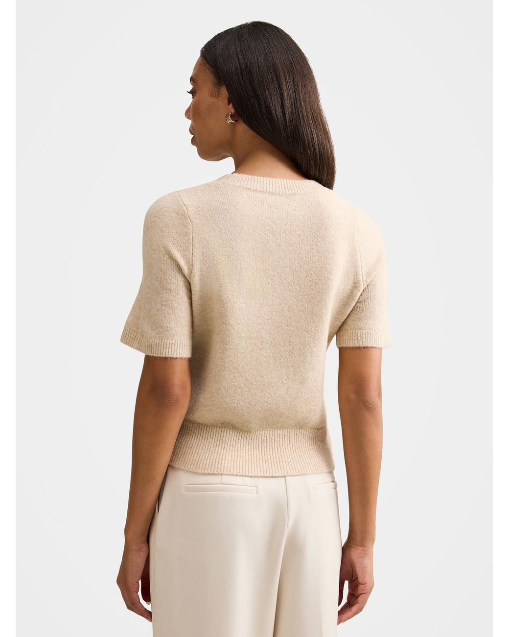 Forever New White Estelle Short Sleeve Knitted T-Shirt