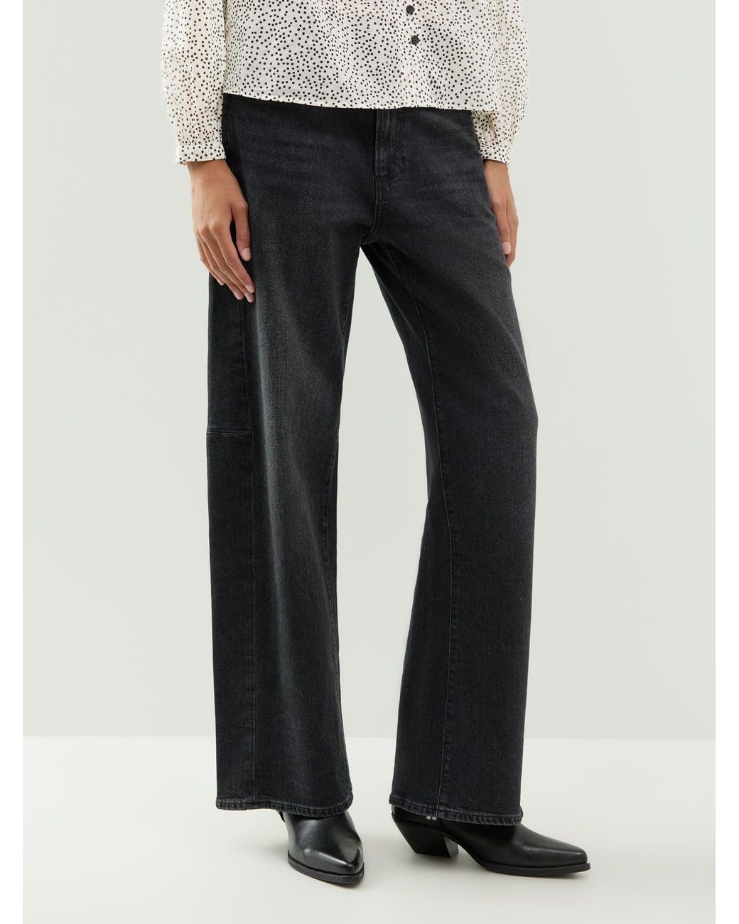 PAIGE Black Arellia Skimmer Blend Barrel Jeans
