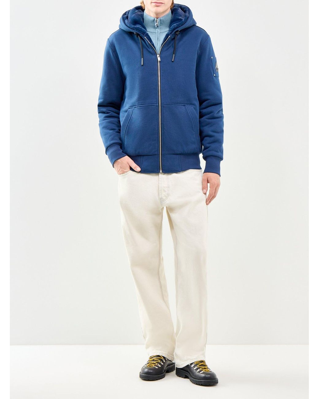 Moose Knuckles Blue Classic Bunny Zip Hoodie Nightfall for men