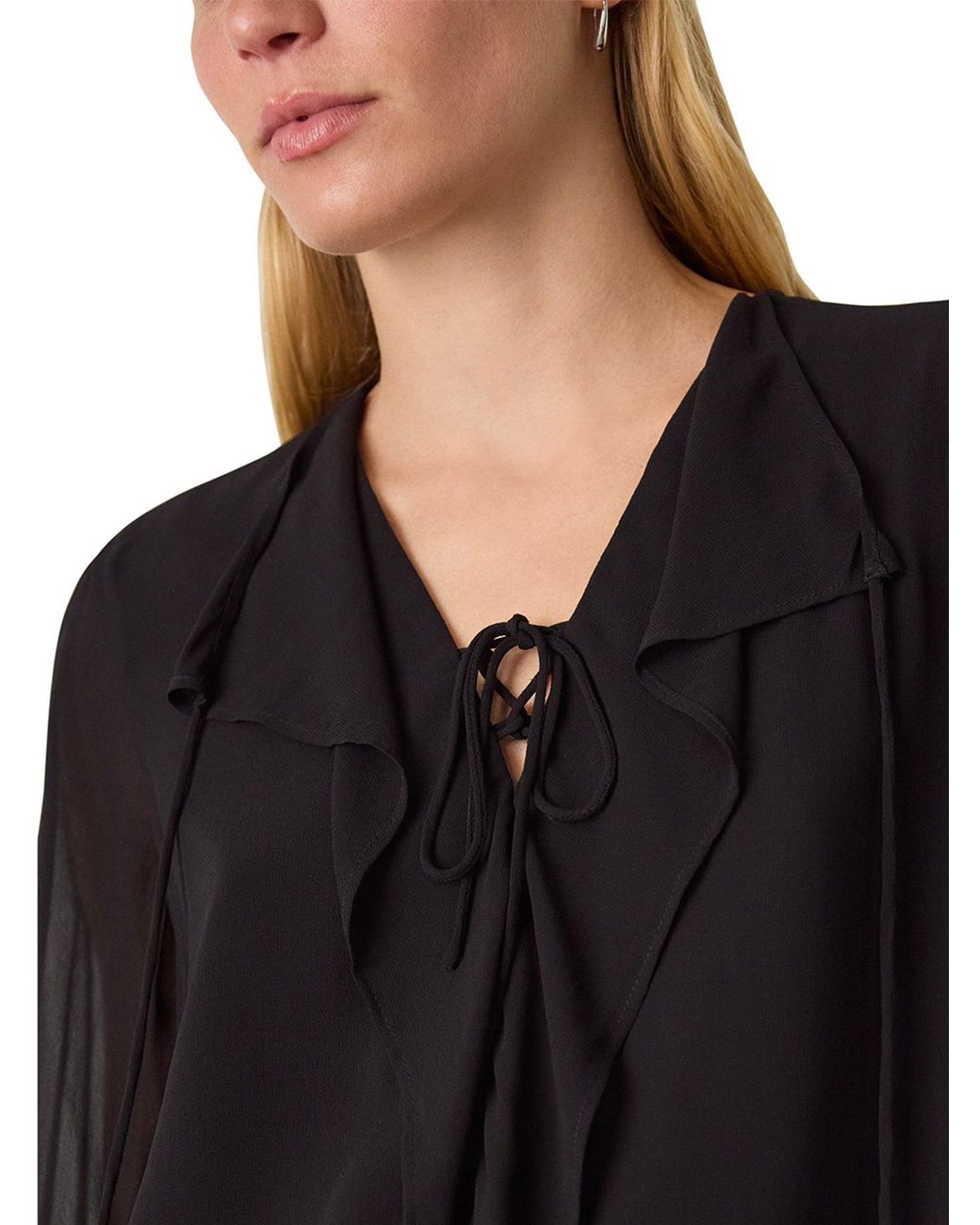 Whistles Black Sheer Frill Blouse