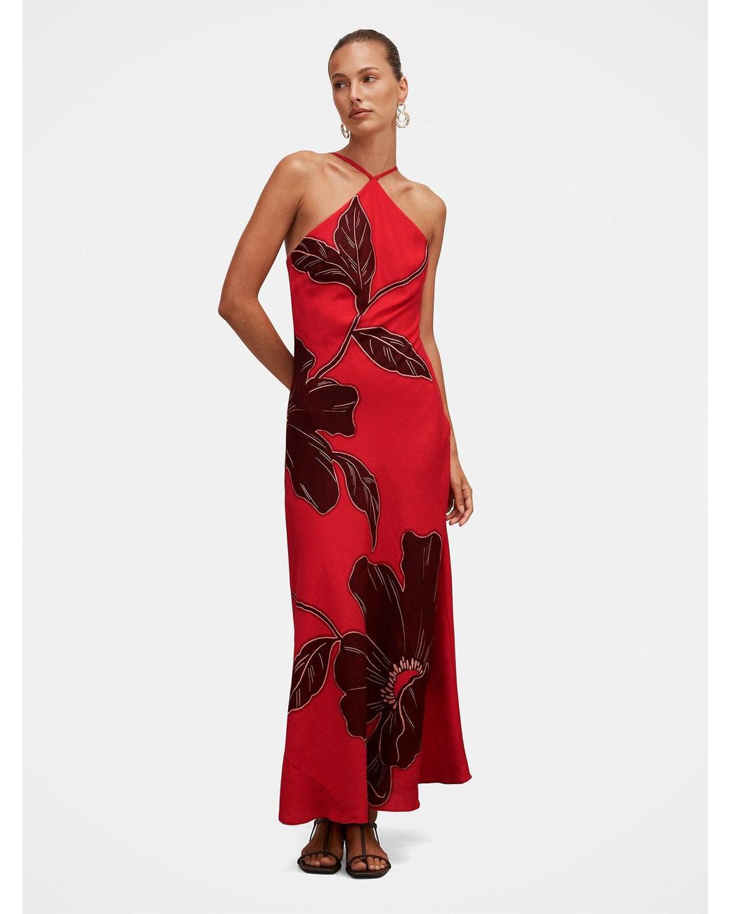 Forever New Red Nova Arrow Neck Maxi Dress