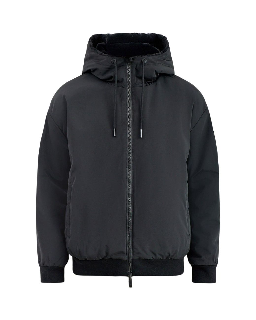 Moose Knuckles Black Roland Reversible Bunny Faux-Fur Jacket for men
