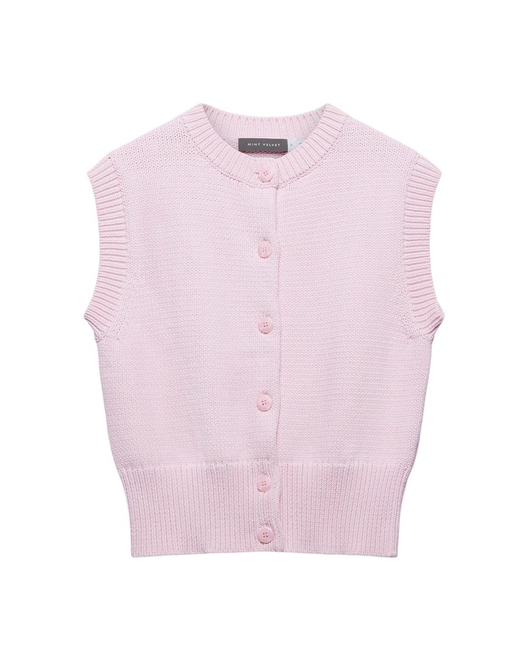 Pink Knitted Vest With Buttons Mint Velvet Women's Cotton Blend