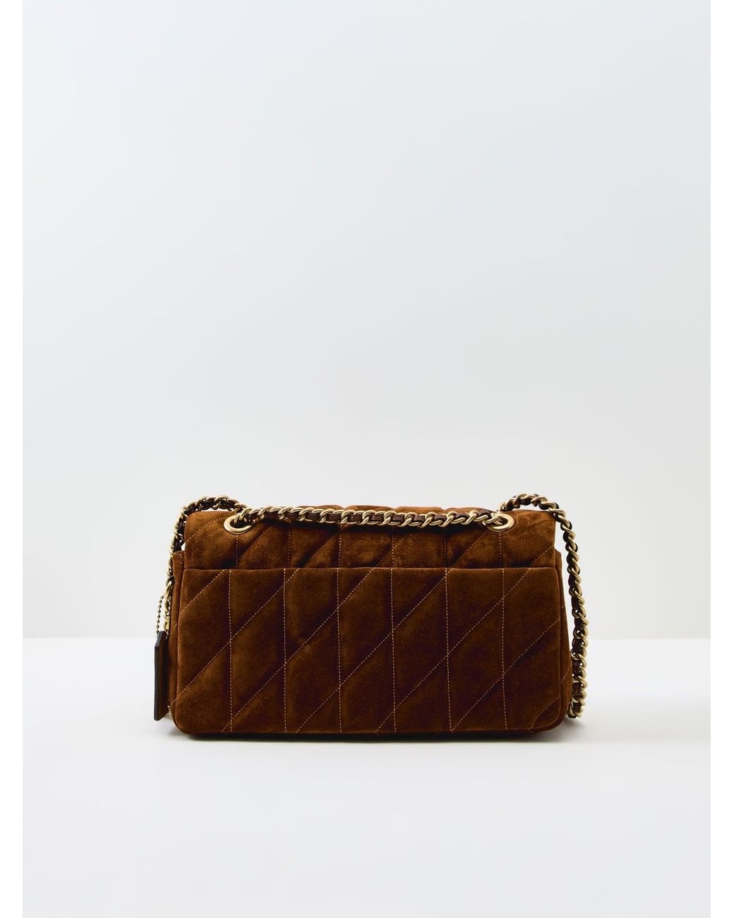COACH Brown Suede Quilted Tabby Shoulder Bag 26 With Chain