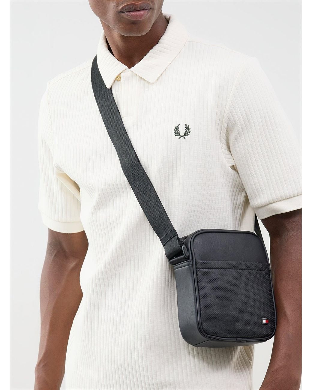 Tommy Hilfiger White Th Foundation Mini Reporter Crossbody Bag for men