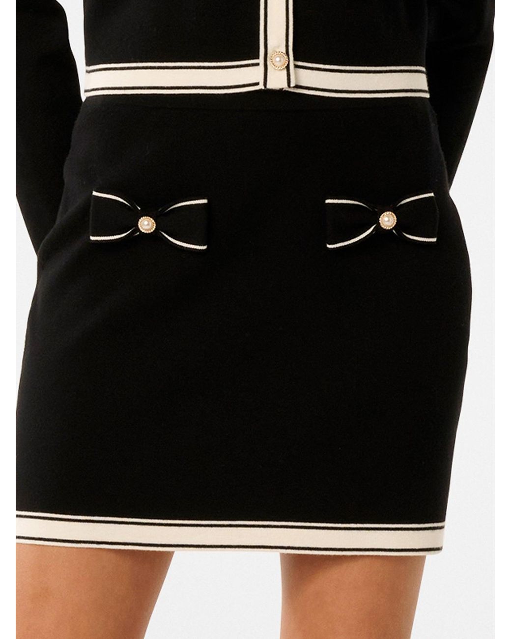 Forever New Black Cece Bow Detail Skirt