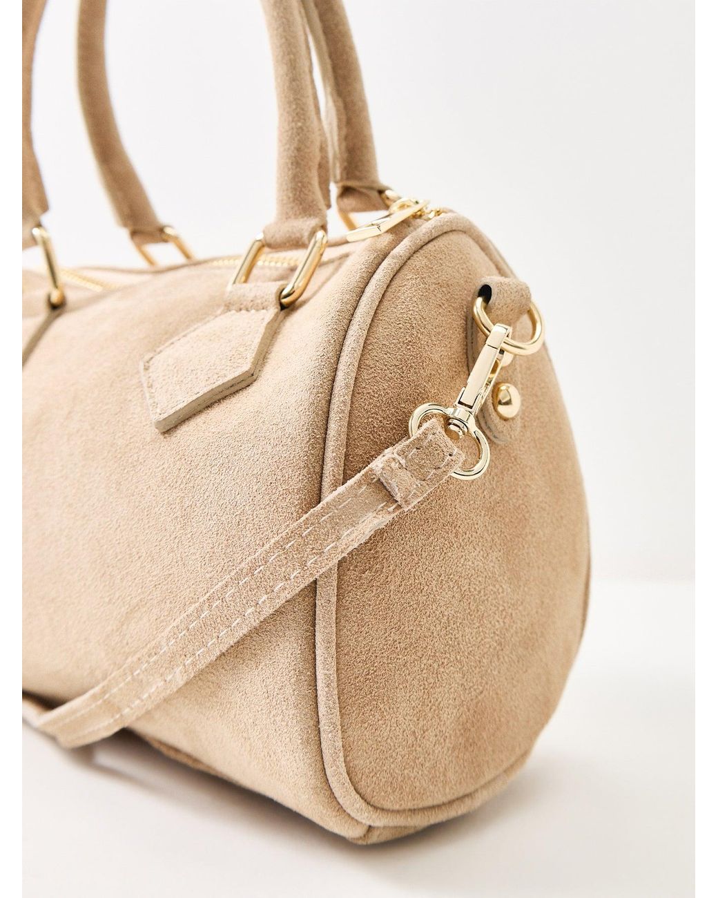 Marlon Black Bauletto Novo Small Suede Tote Bag Tan