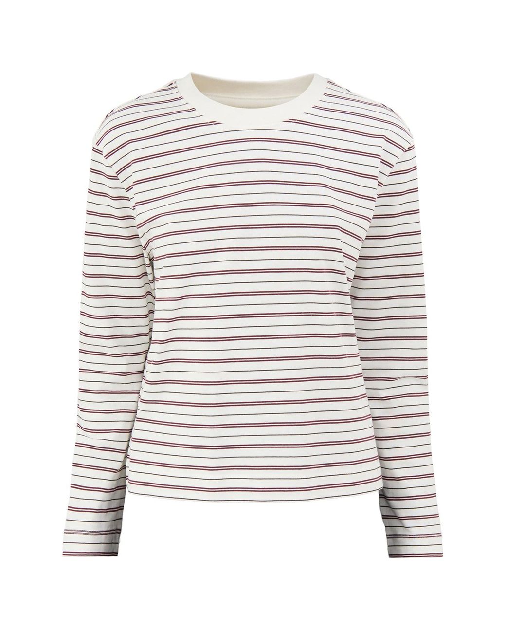 SELECTED White Organic Essential Long-Sleeved Striped Boxy T-Shirt