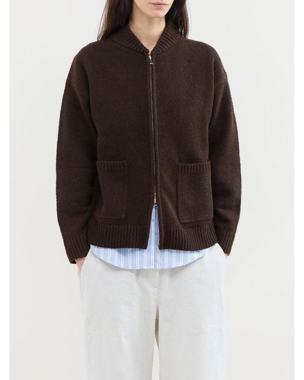 Pretty Lavish Brown Camille Knitted Bomber Cardigan