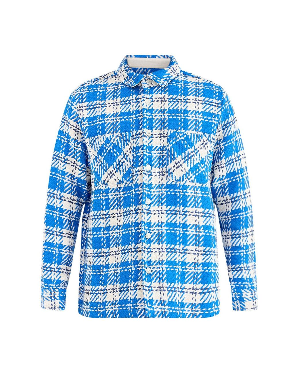 Wax London Blue Whiting Check Overshirt for men