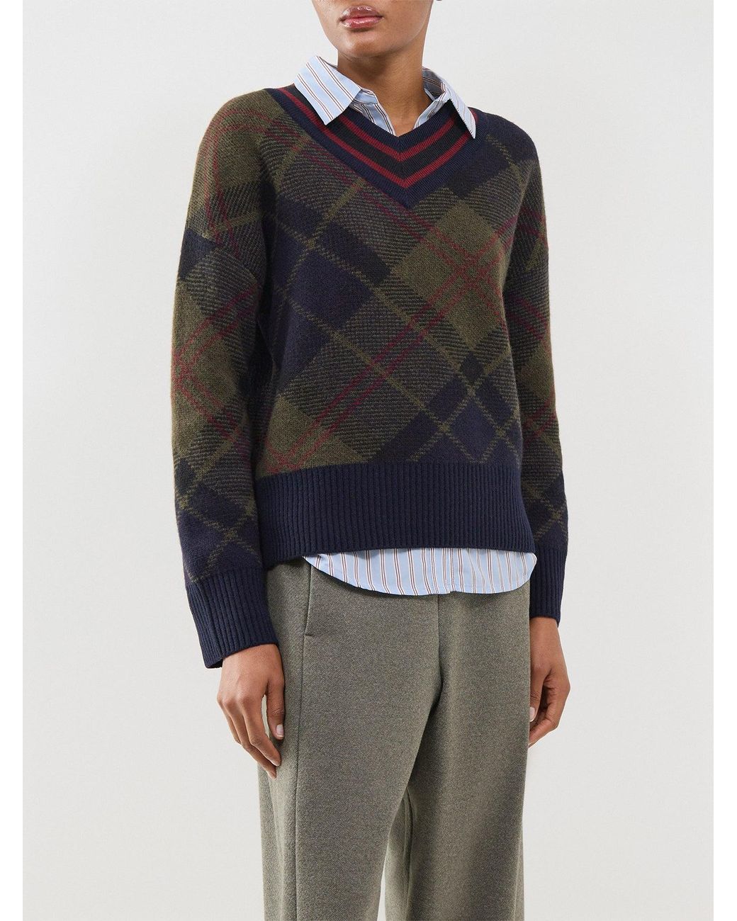 Barbour Blue Shae Knitted V-Neck Jumper