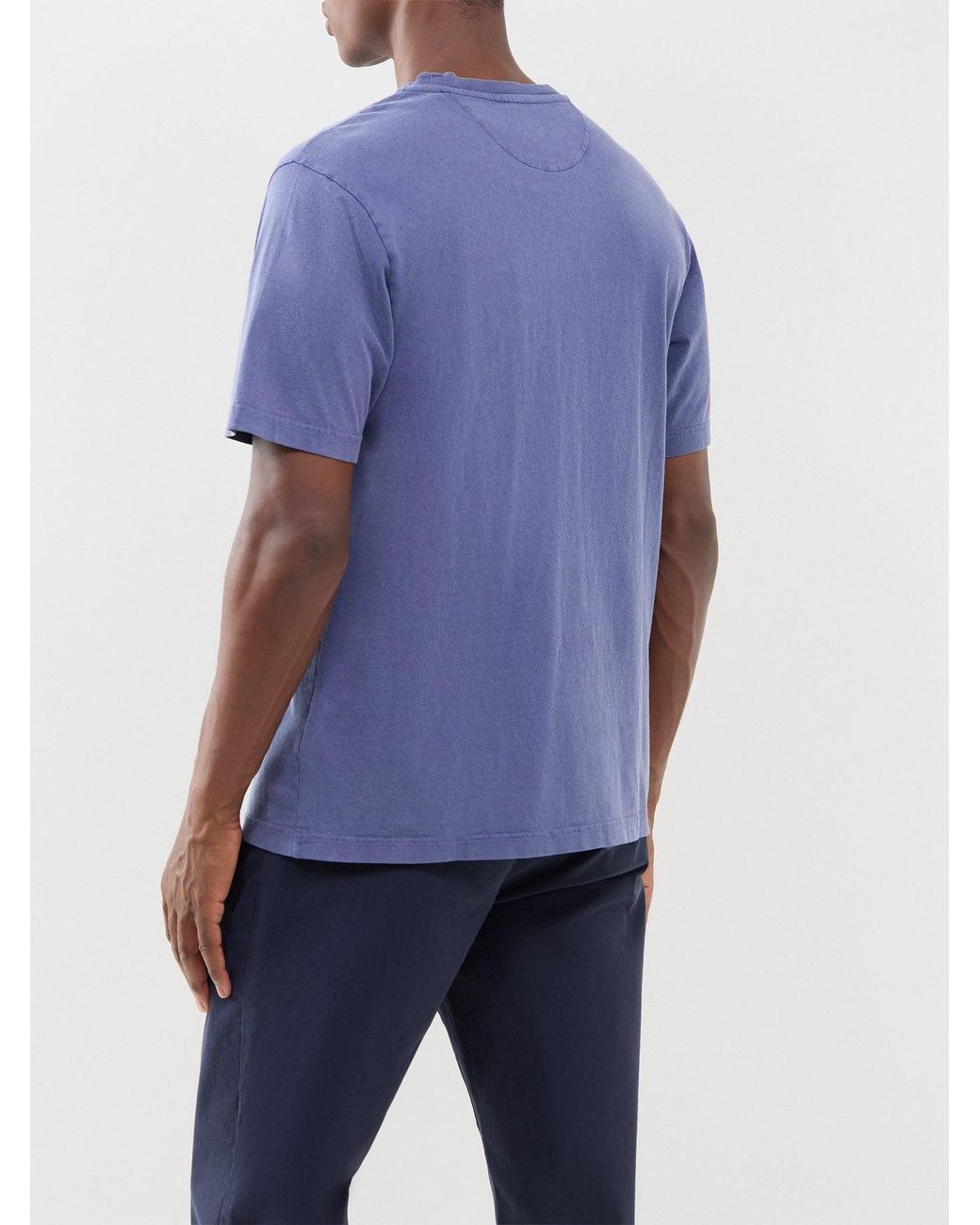 Farah Blue Stacy Garment Dyed Pocket T-Shirt for men