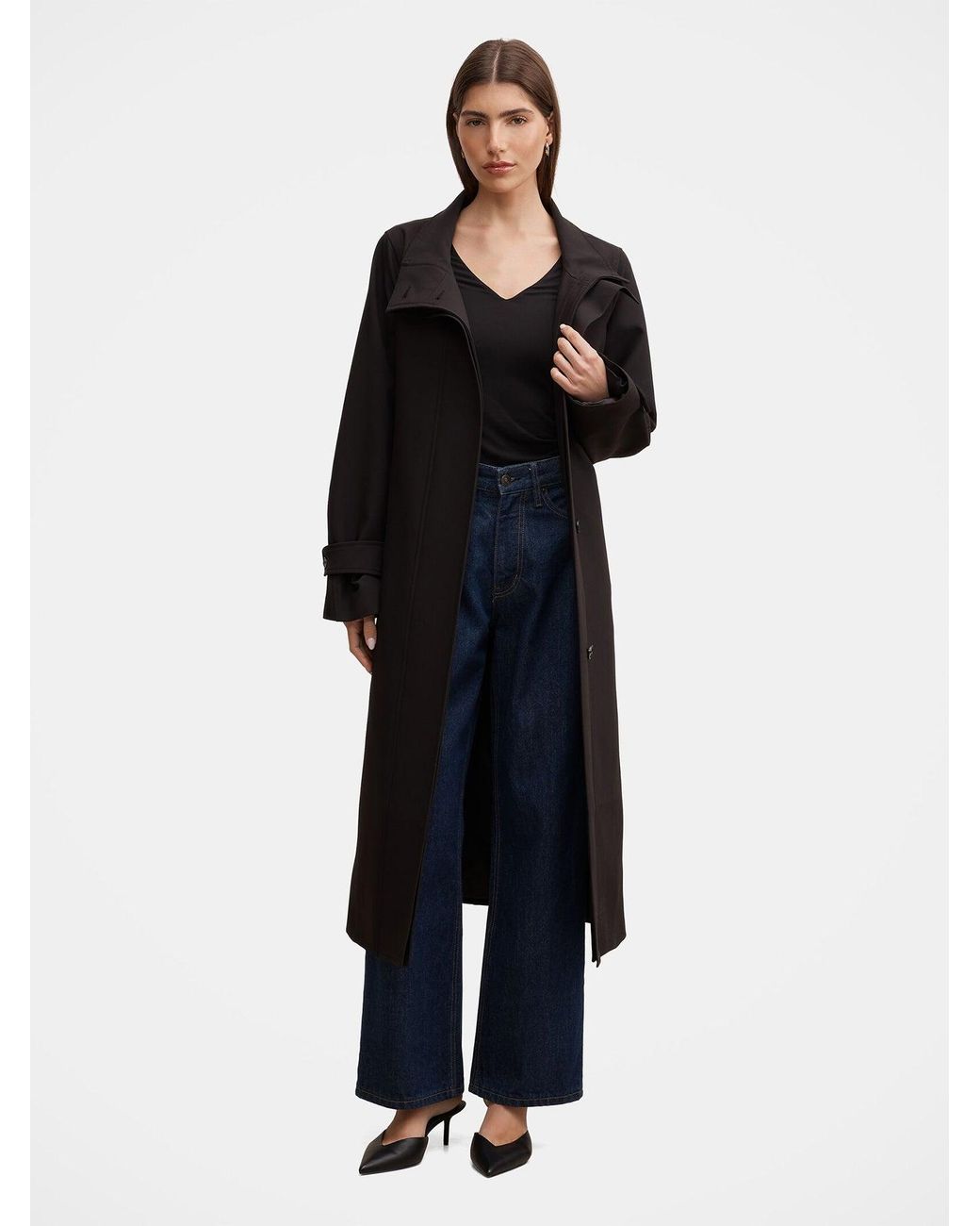 Forever New Black Florence Funnel Neck Trench Coat