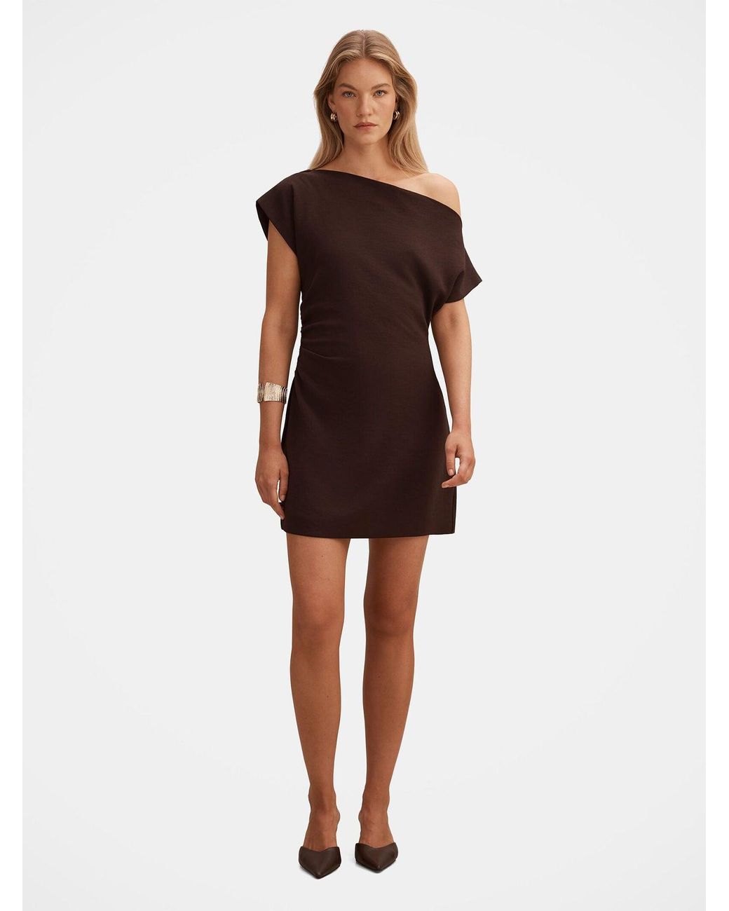 Forever New Brown Danielle Asymmetrical Mini Dress