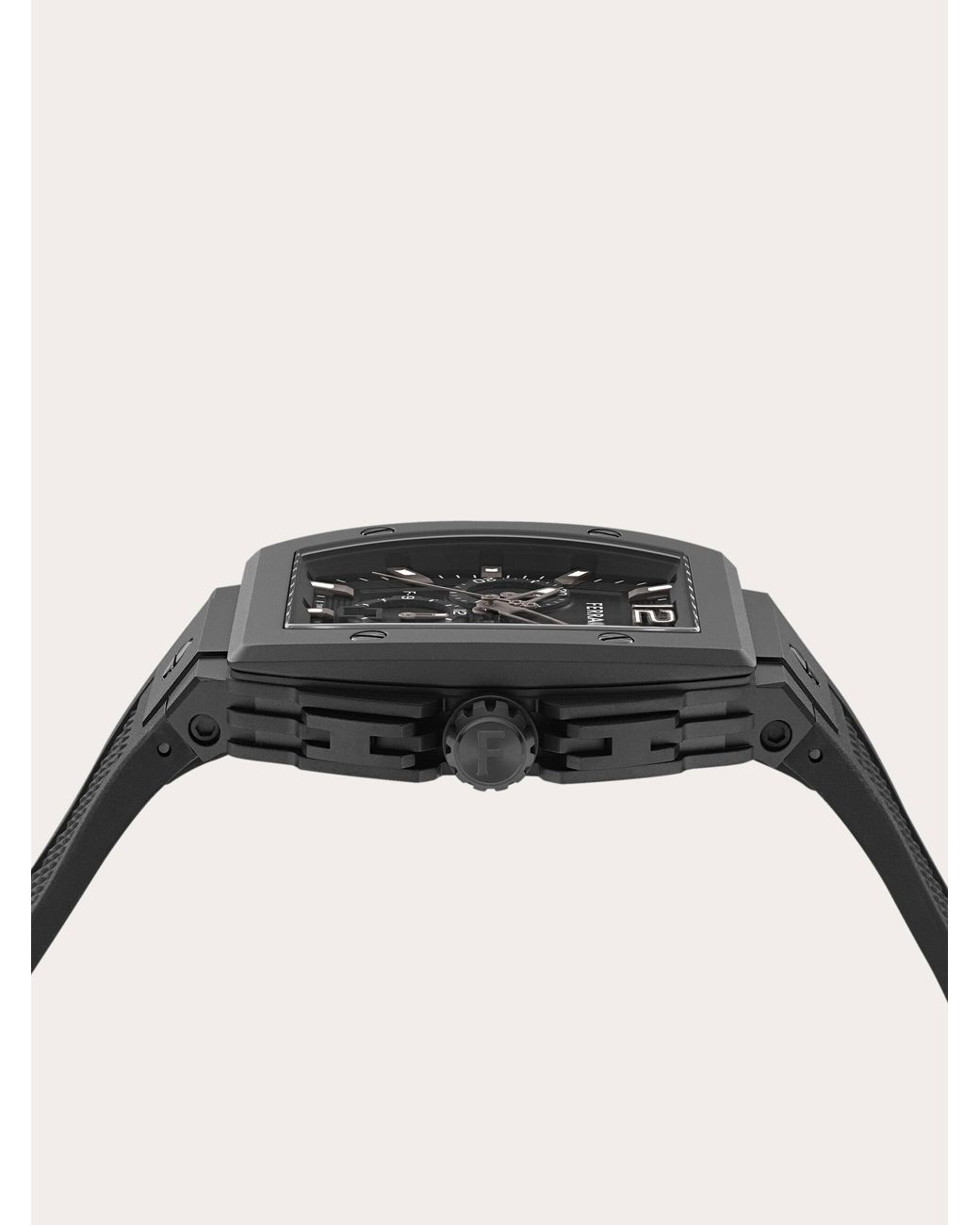 Ferragamo Black F-80 Tonneau Watch for men