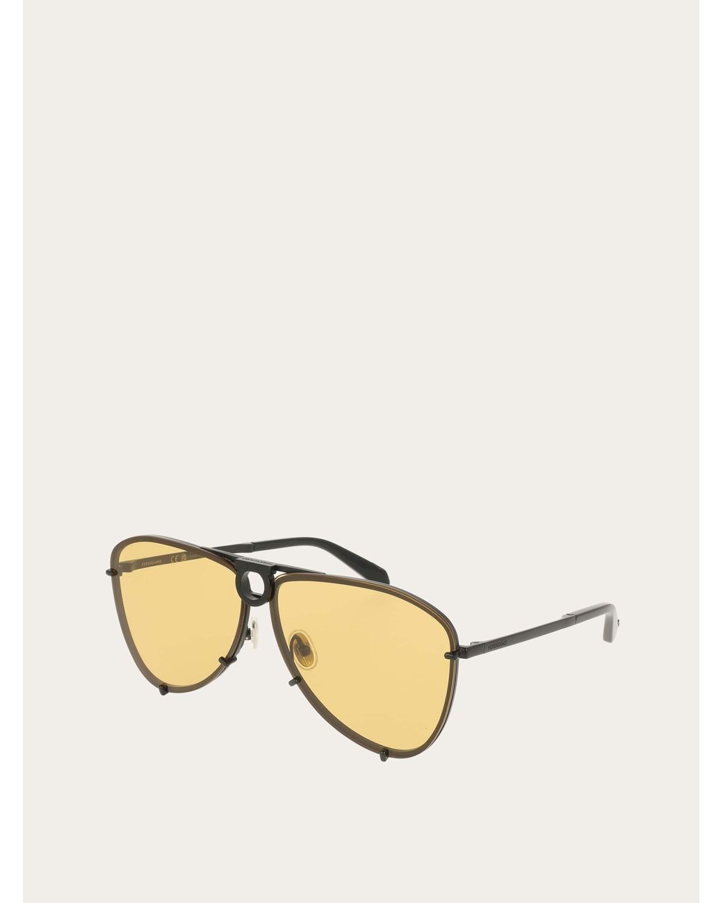 Ferragamo Gray Aviator Frame Sunglasses With Interchangeable Lenses