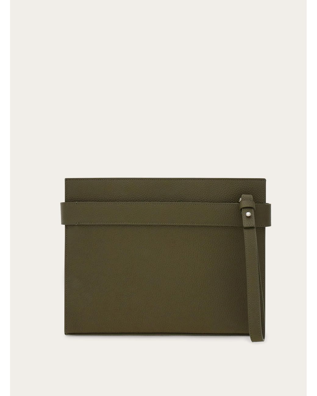 Ferragamo Green Hug Buckle Pouch for men