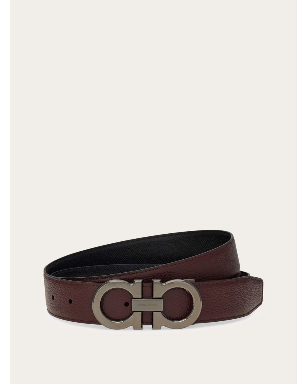 Ferragamo Brown Reversible And Adjustable Gancini Belt for men