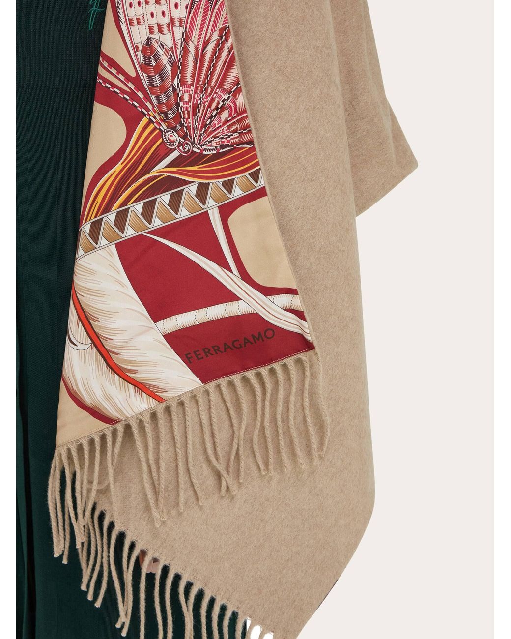 Ferragamo Natural Cashmere And Silk Reversible Cape