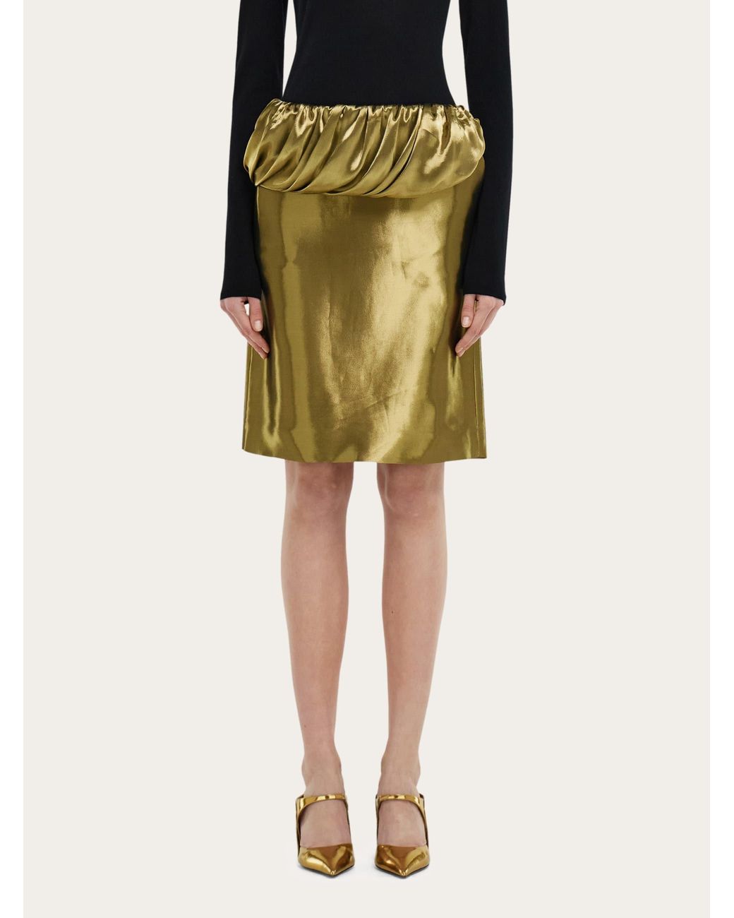Ferragamo Green Liquid Lamé Skirt