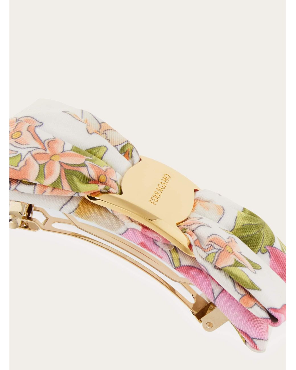 Ferragamo Natural Spring Print Vara Bow Hair Clip