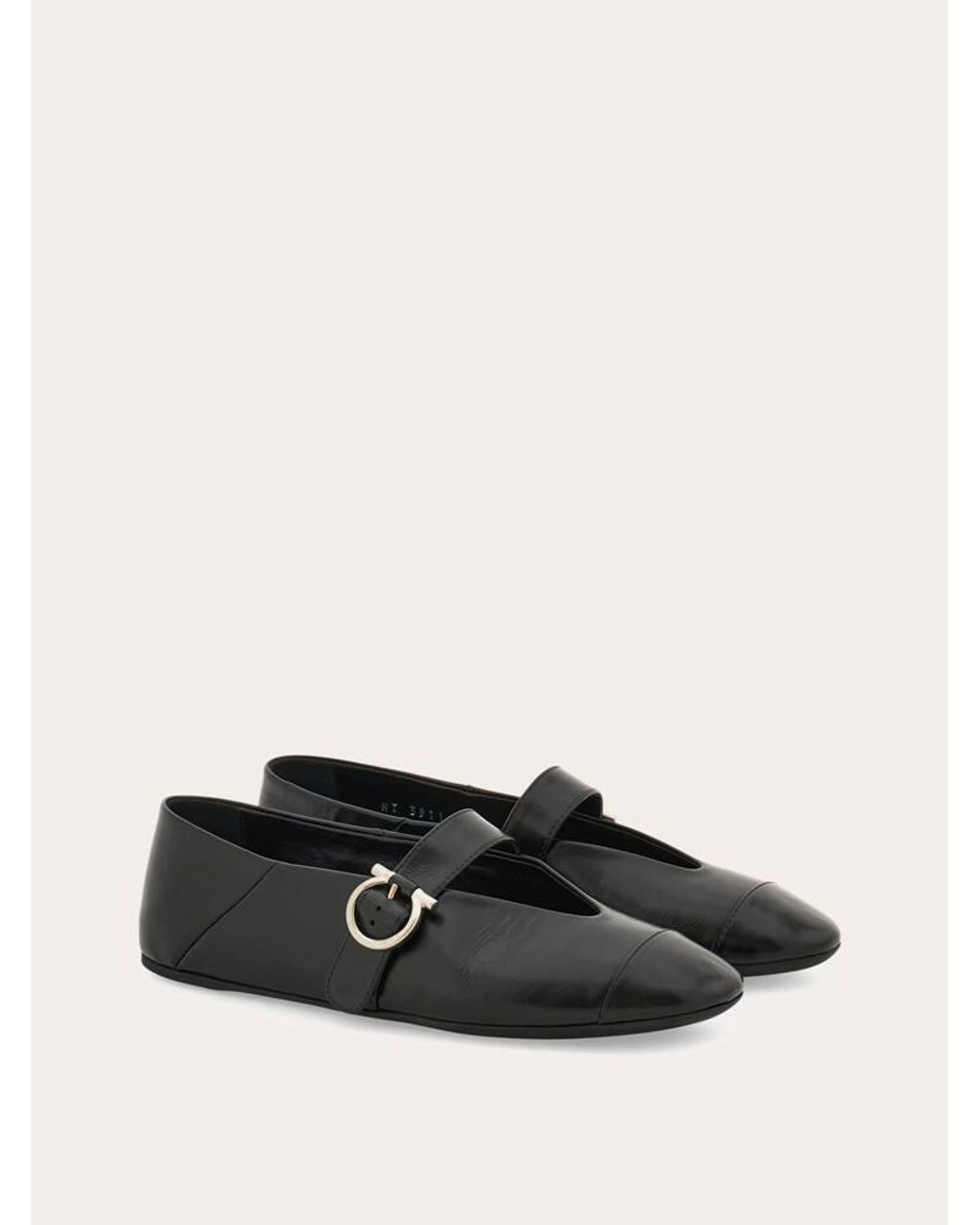 Ferragamo White Gancini Buckle Ballet Flat