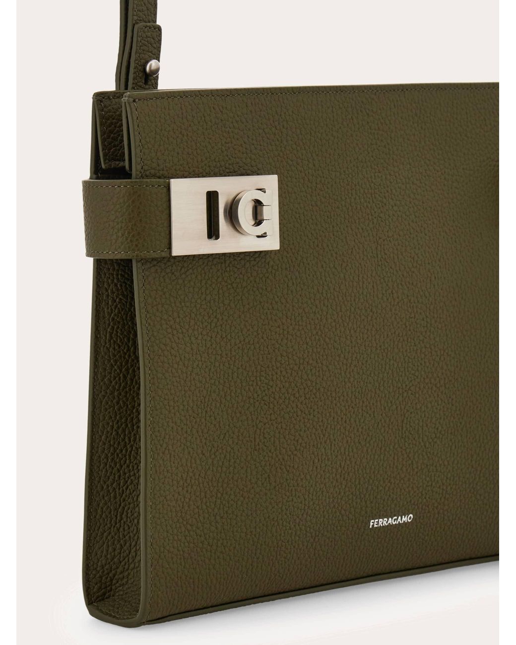 Ferragamo Green Hug Buckle Pouch for men