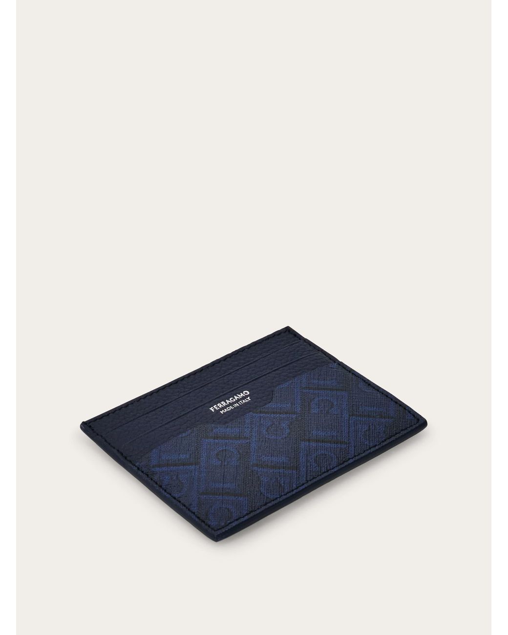 Ferragamo Blue Monogram Credit Card Holder for men