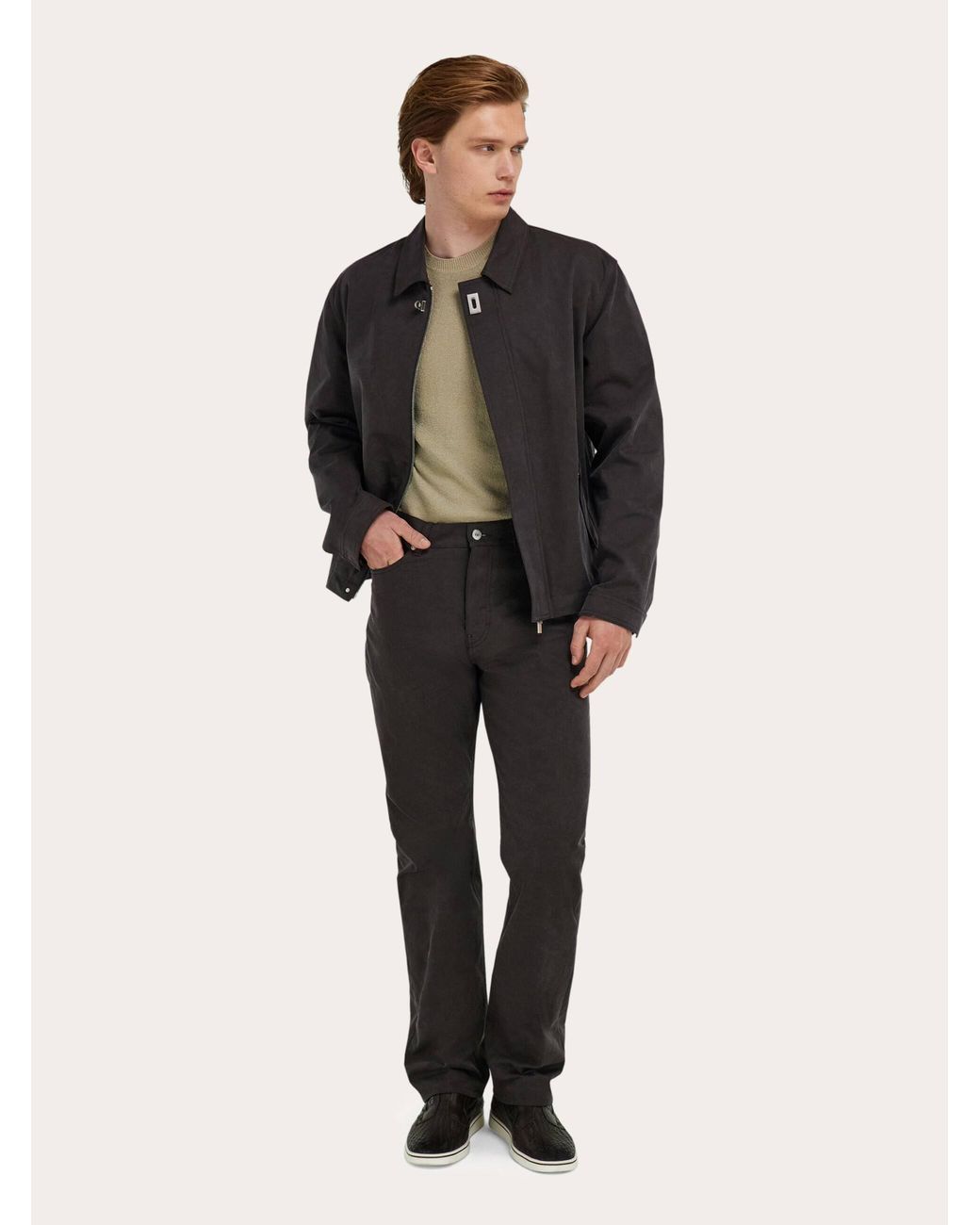 Ferragamo Black Five Pocket Trousers for men