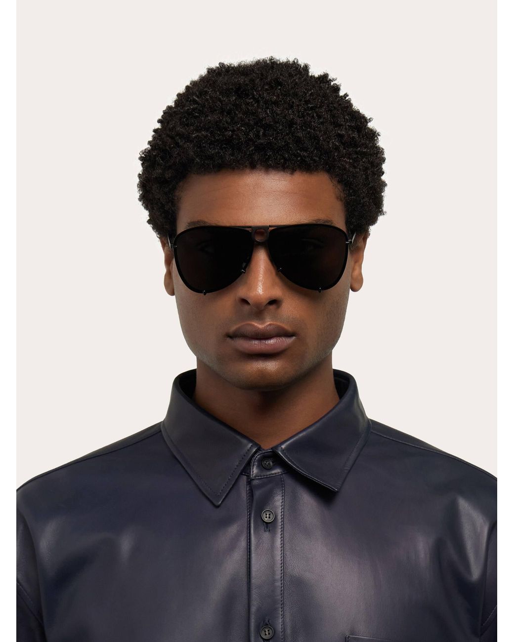 Ferragamo Gray Aviator Frame Sunglasses With Interchangeable Lenses