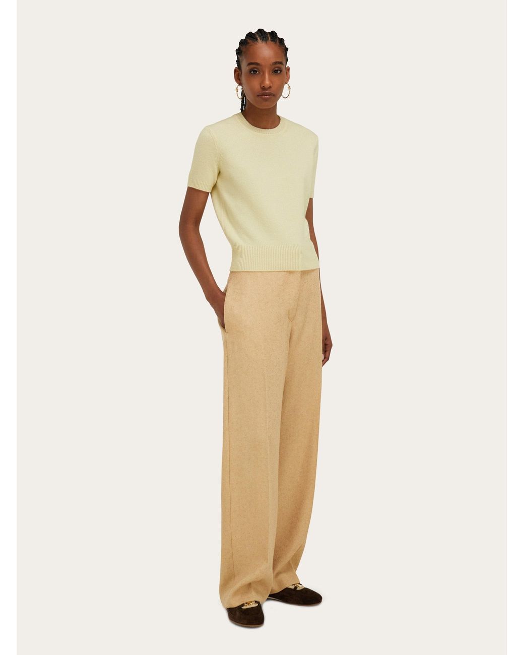 Ferragamo Natural Cashmere Knitted Top