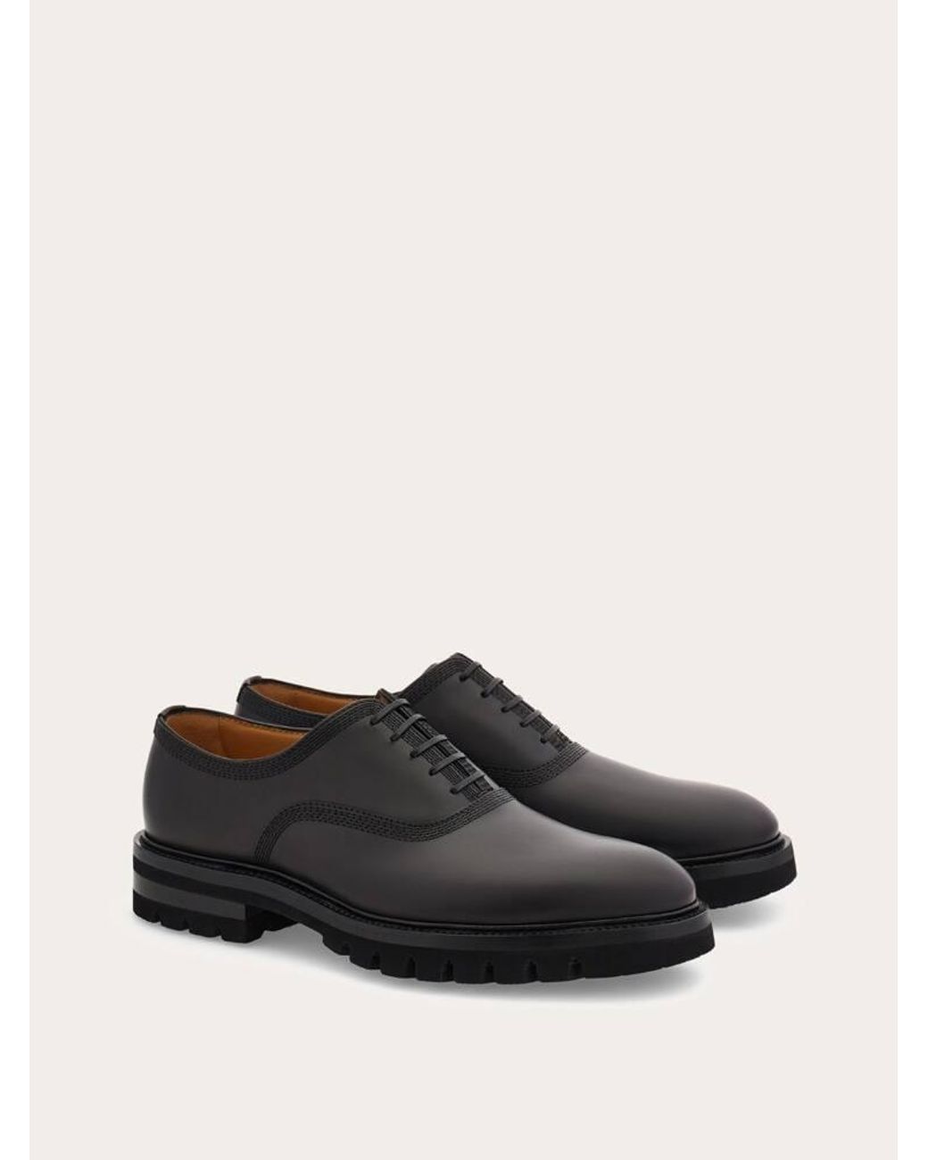 Ferragamo Black Oxford Brogue With Chunky Tread for men
