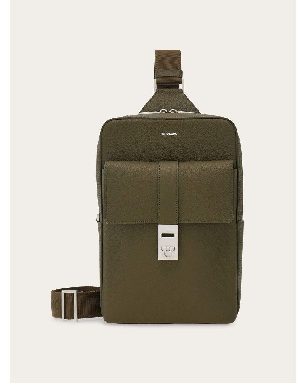 Ferragamo Green Hug Buckle Sling Bag for men