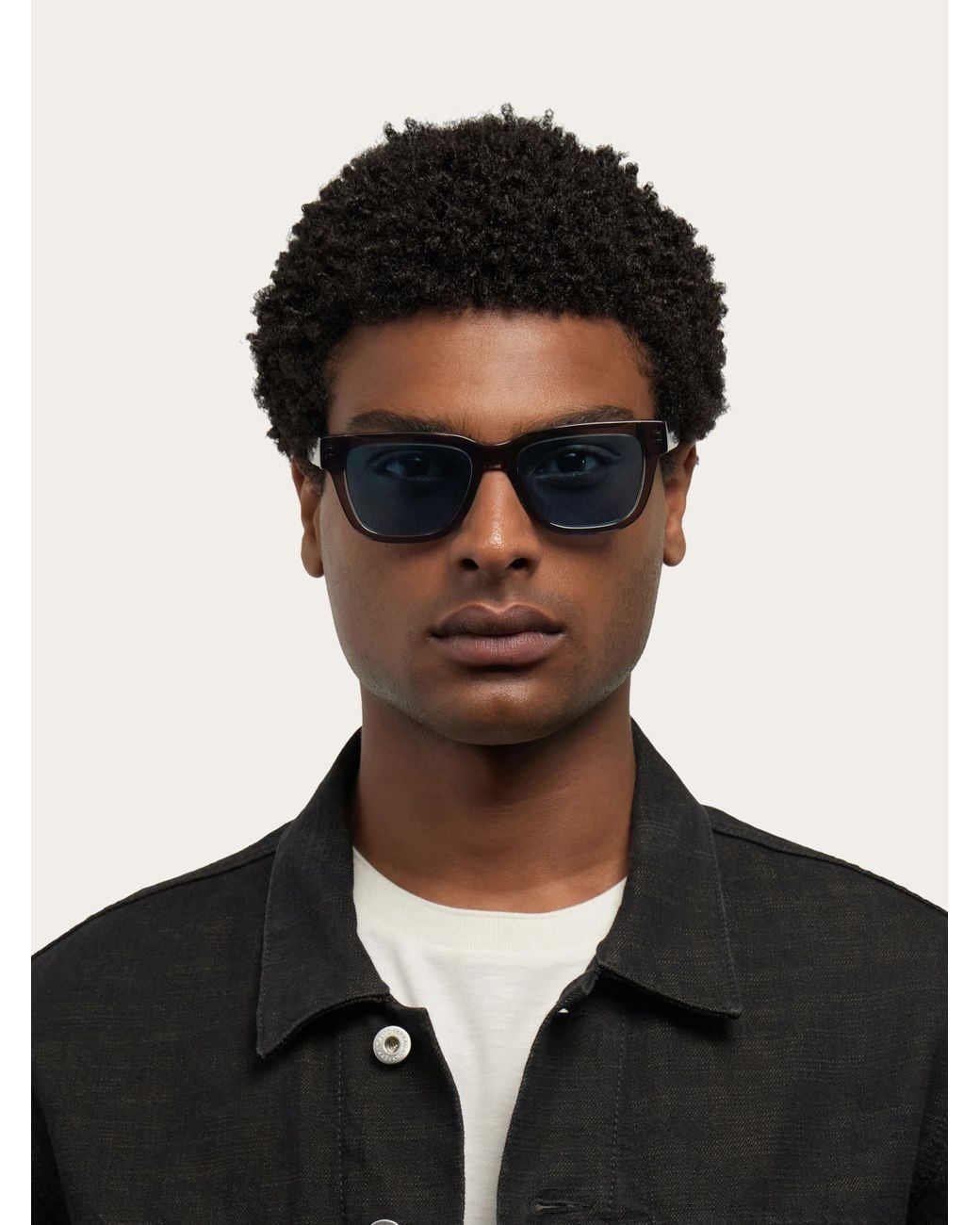 Ferragamo Blue Square Frame Sunglasses