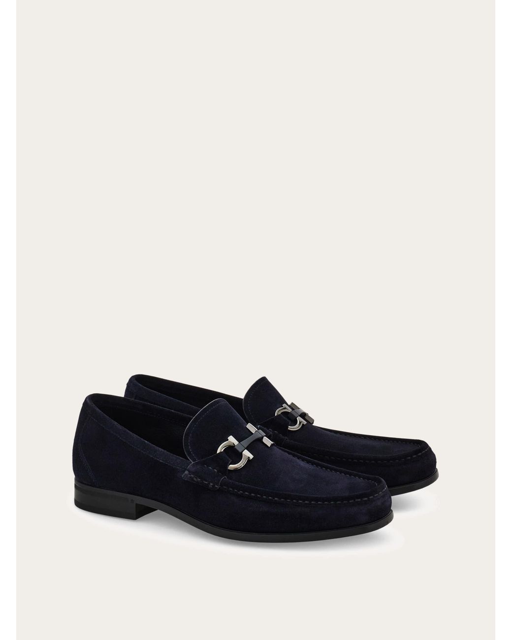 Ferragamo White Gancini Ornament Moccasin for men