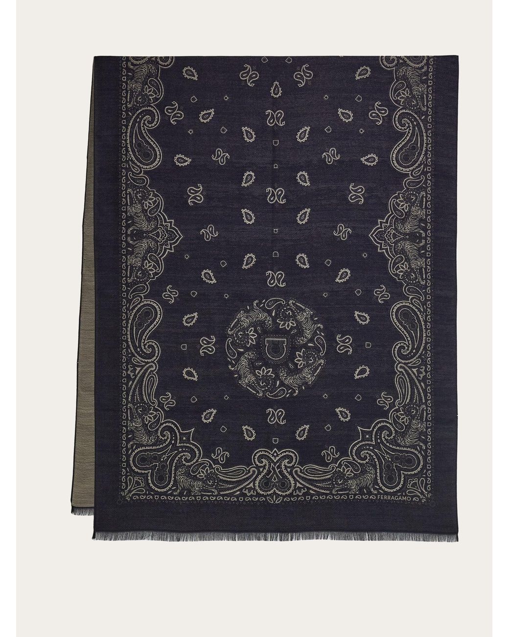 Ferragamo Blue Arabesque Print Stole for men