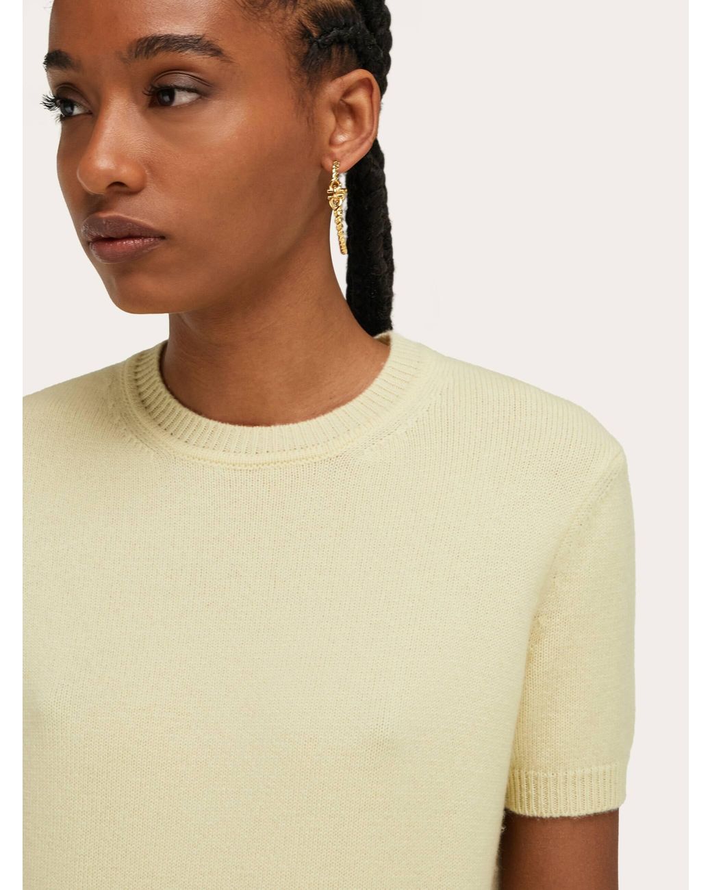 Ferragamo Natural Cashmere Knitted Top