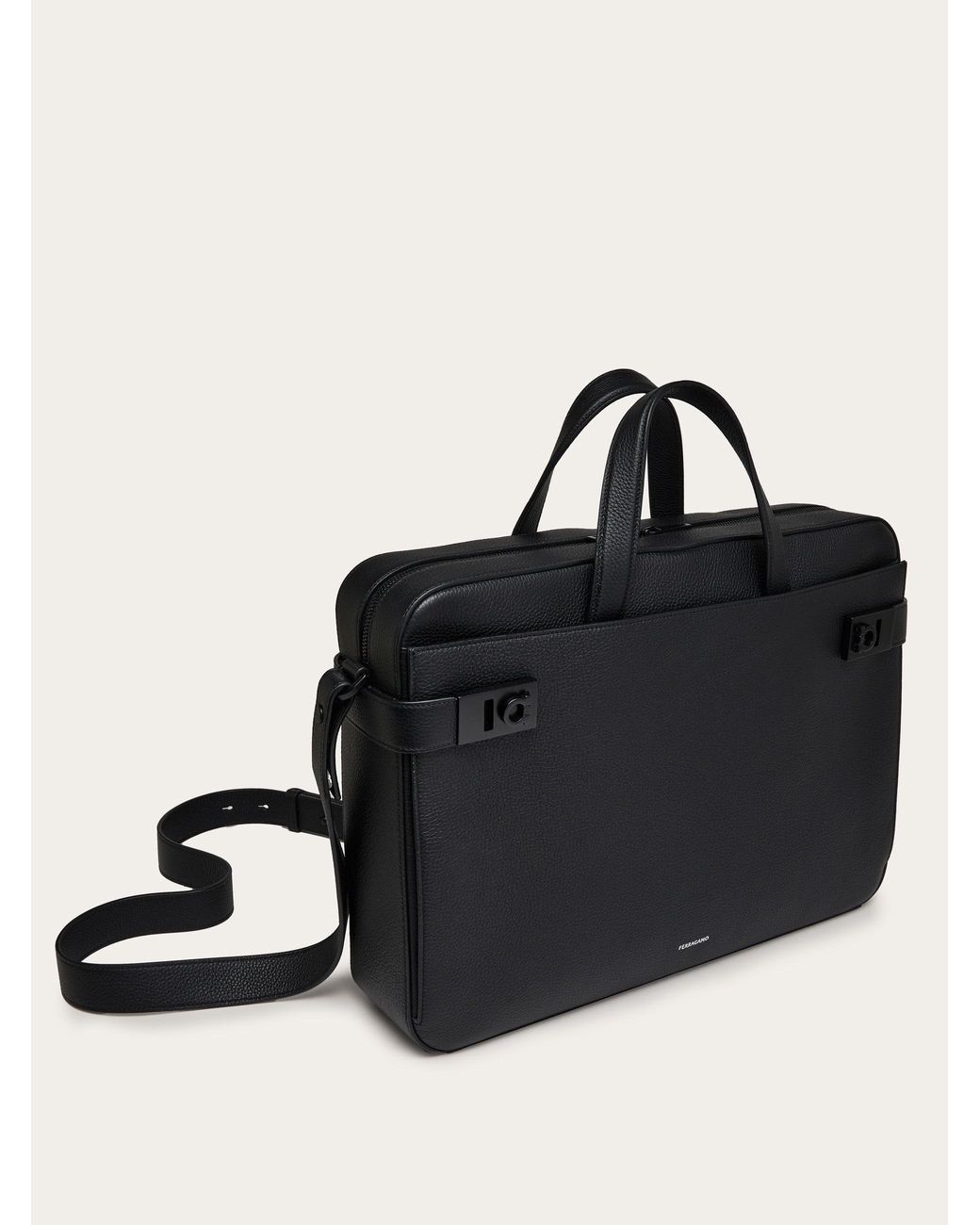 Ferragamo Black Briefcase With Hug Buckle (M) for men
