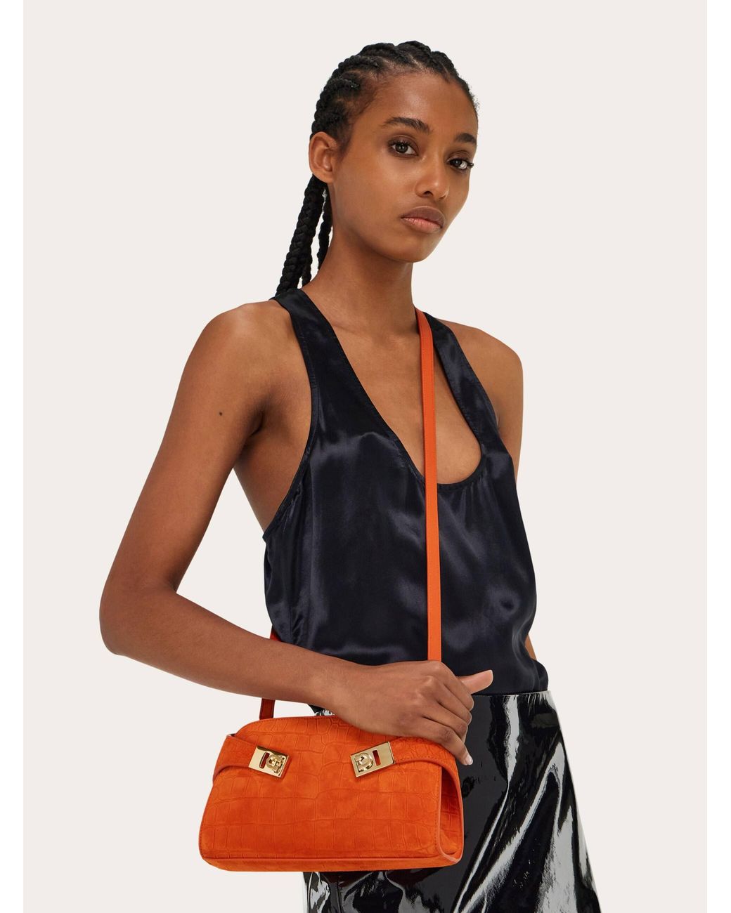 Ferragamo Orange Hug Mini Crossbody Bag