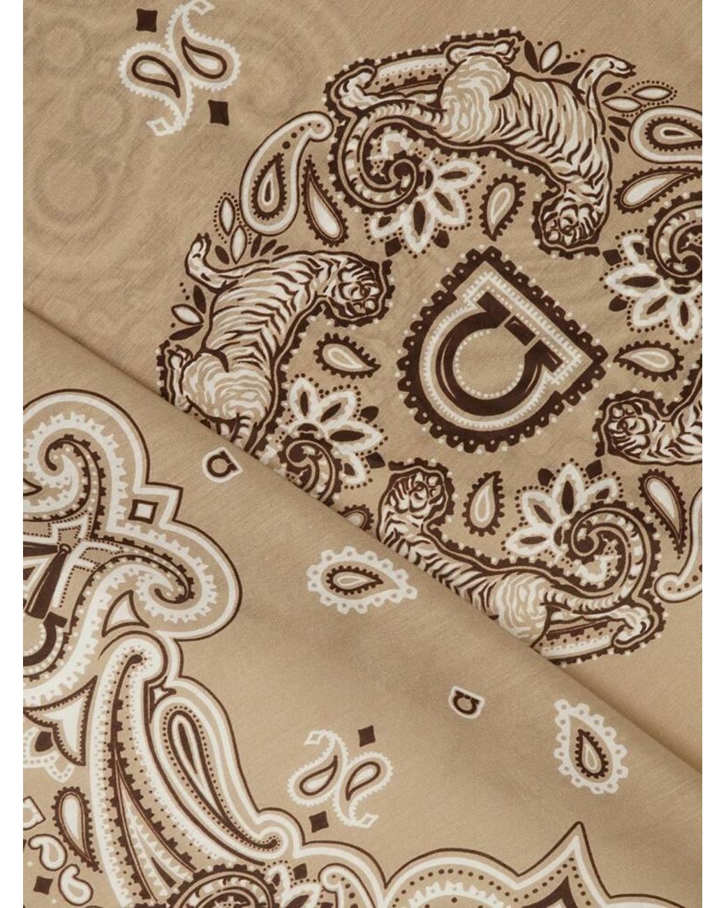 Ferragamo Natural Arabesque Print Bandana for men