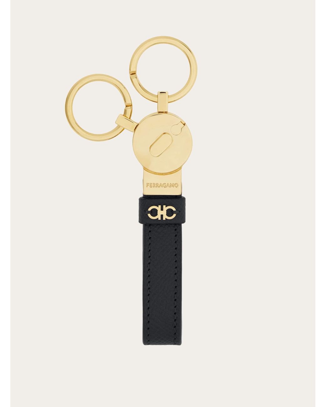 Ferragamo White Gancini Key Holder for men