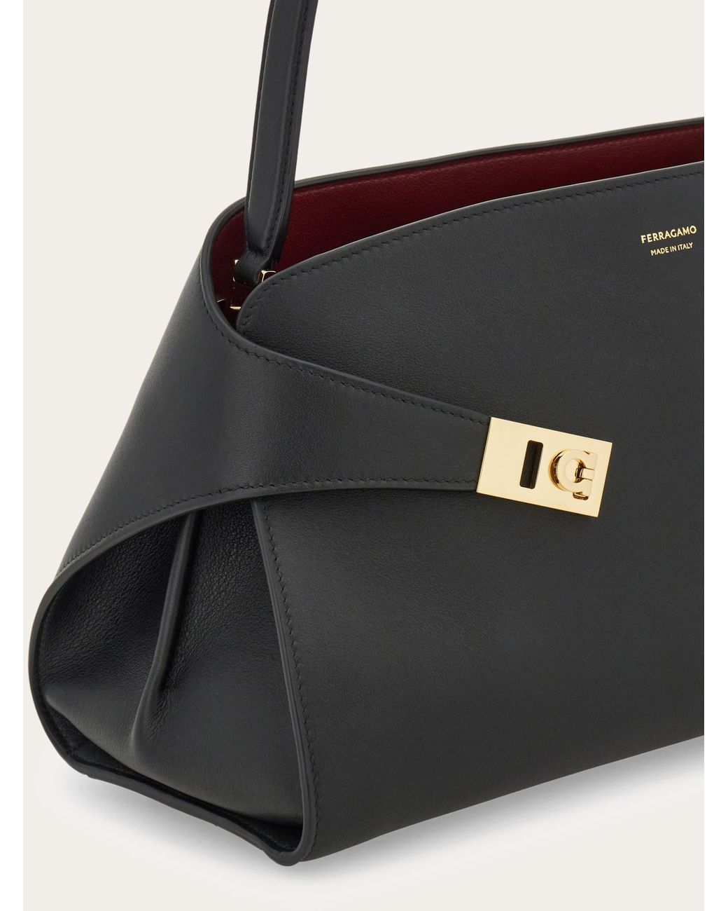 Ferragamo Black Hug Soft Bicolor Shoulder Bag (M)