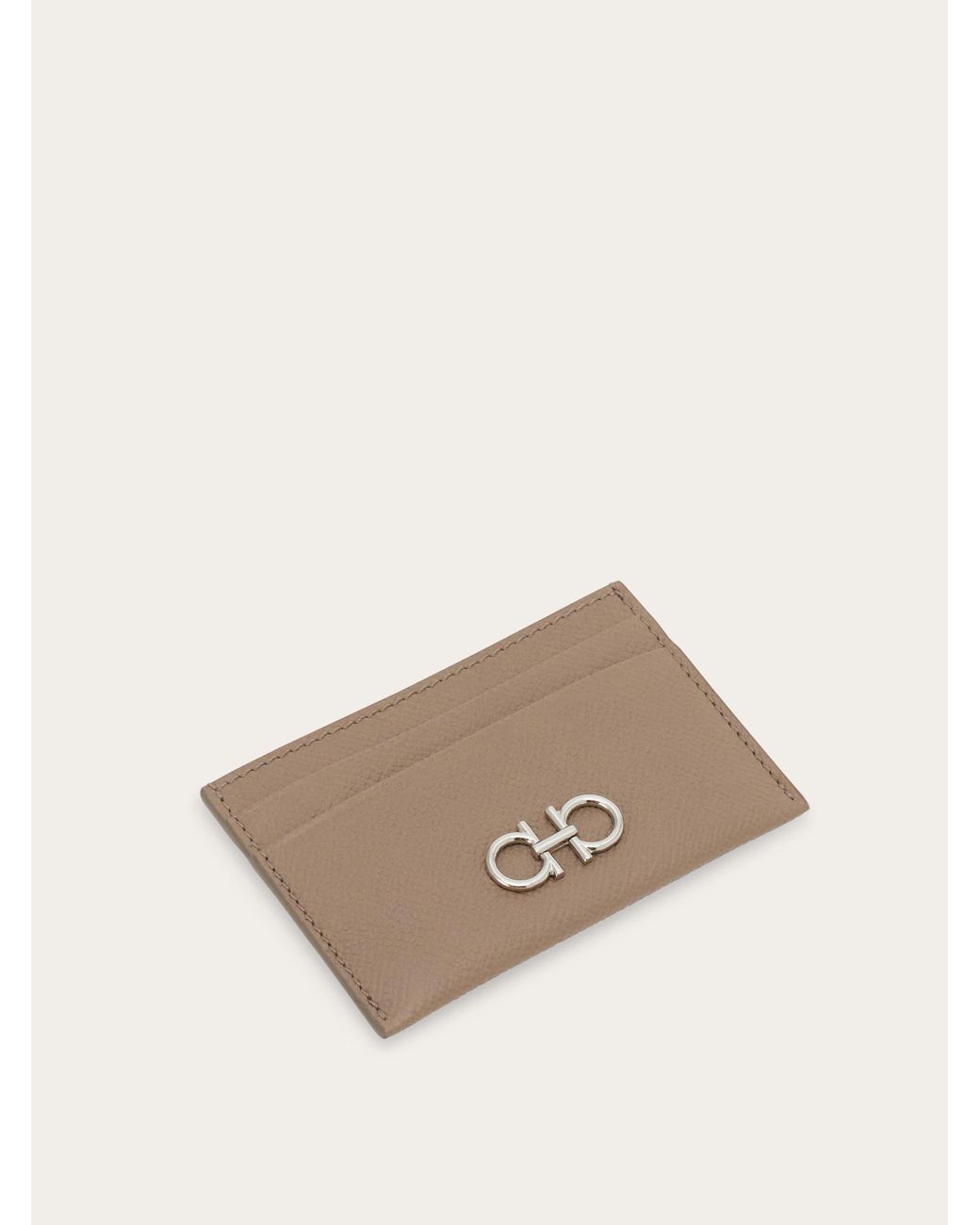 Ferragamo Natural Gancini Credit Card Holder