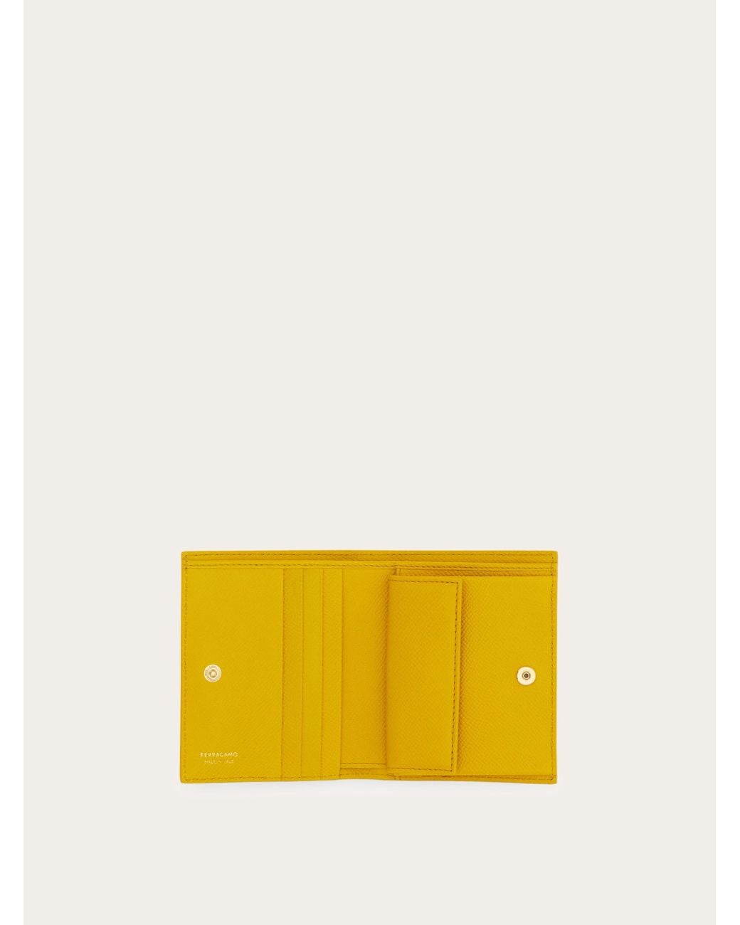Ferragamo Yellow Gancini Compact Wallet