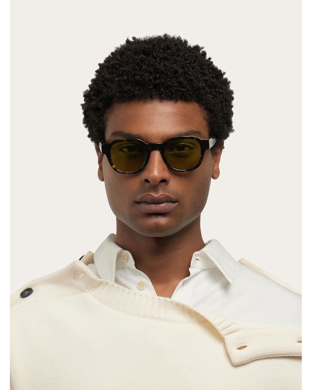 Ferragamo Green Round Frame Sunglasses