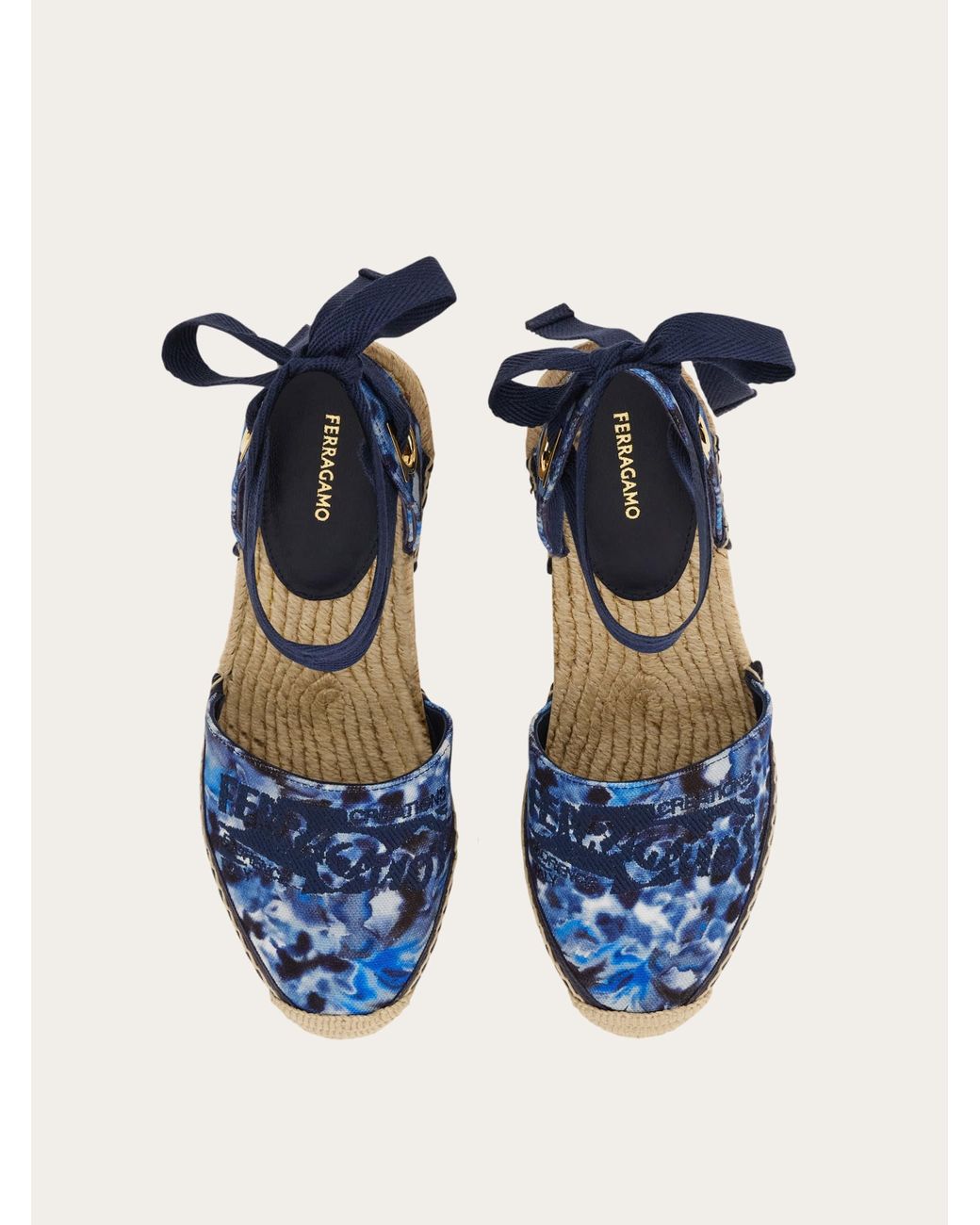 Ferragamo Blue Carnation Print Espadrilles .5