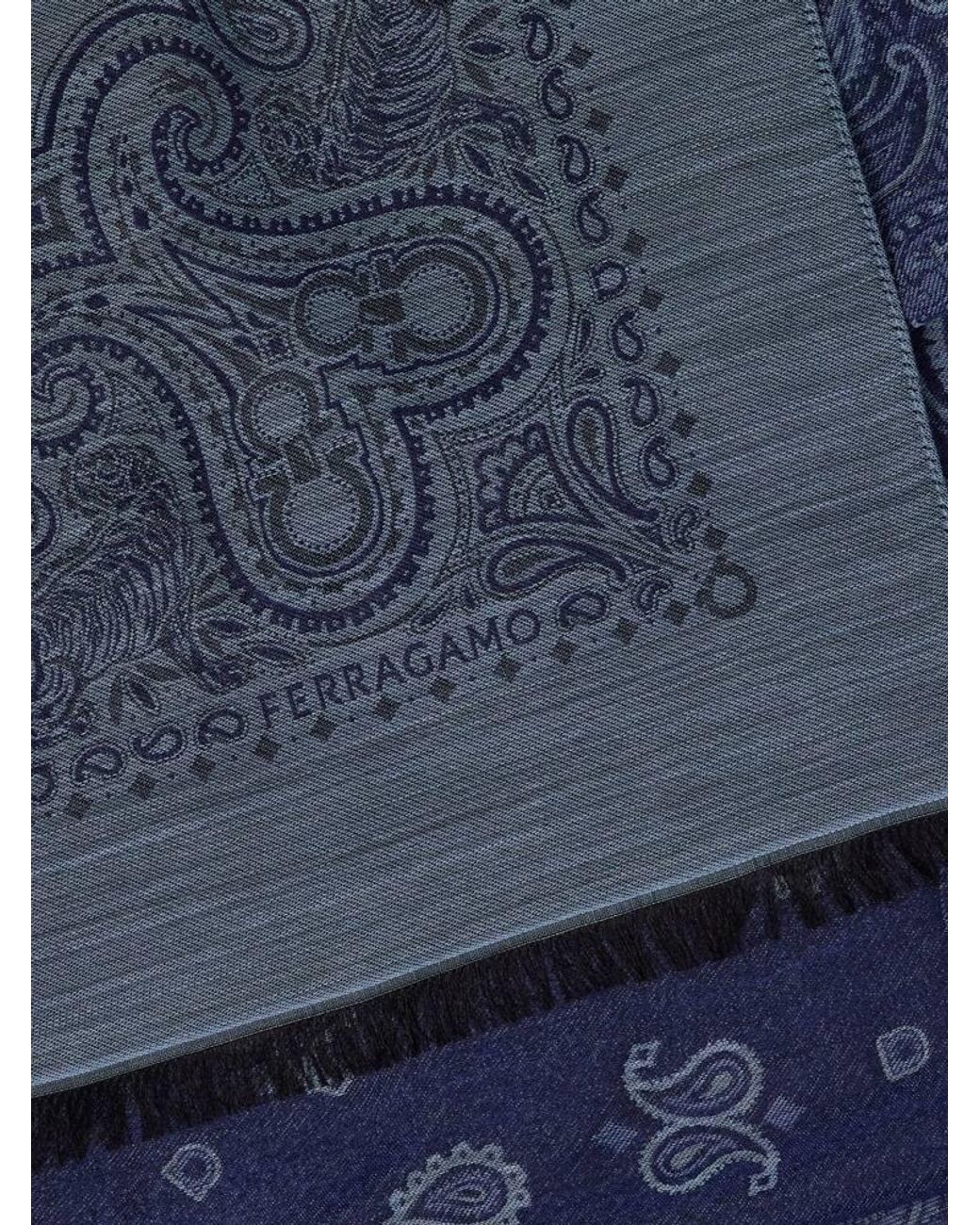 Ferragamo Blue Arabesque Print Stole for men