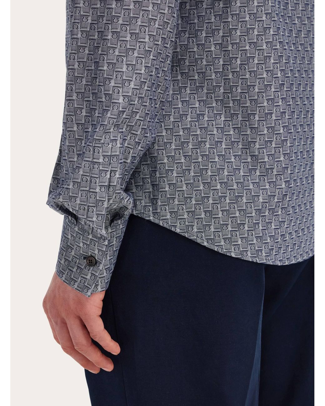 Ferragamo Blue Monogram Shirt for men