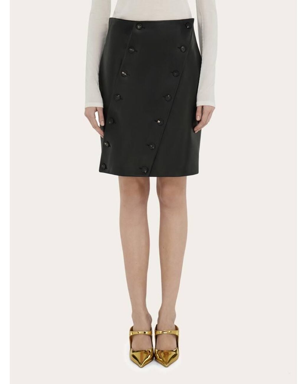 Ferragamo Black Nappa Skirt